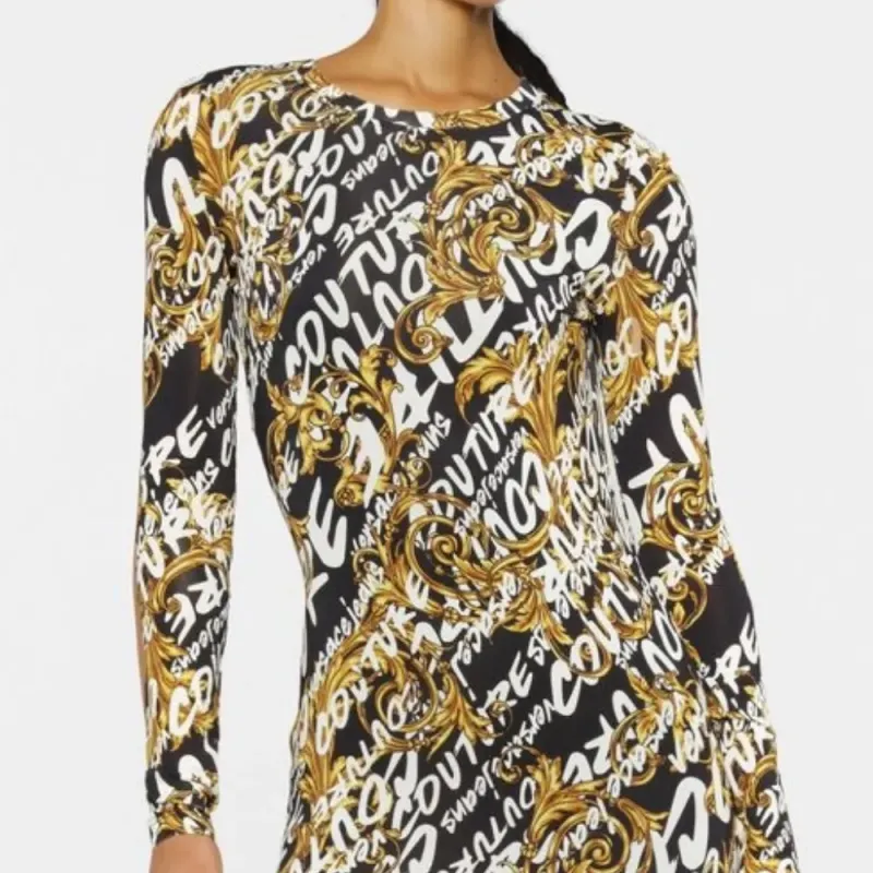 VERSACE Jeans Couture Barocco Logo print Midi Dress-4