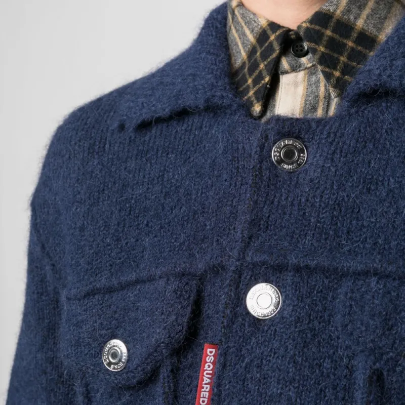 DSQUARED 2 Ribbed Knit Buttoned Jacket-4