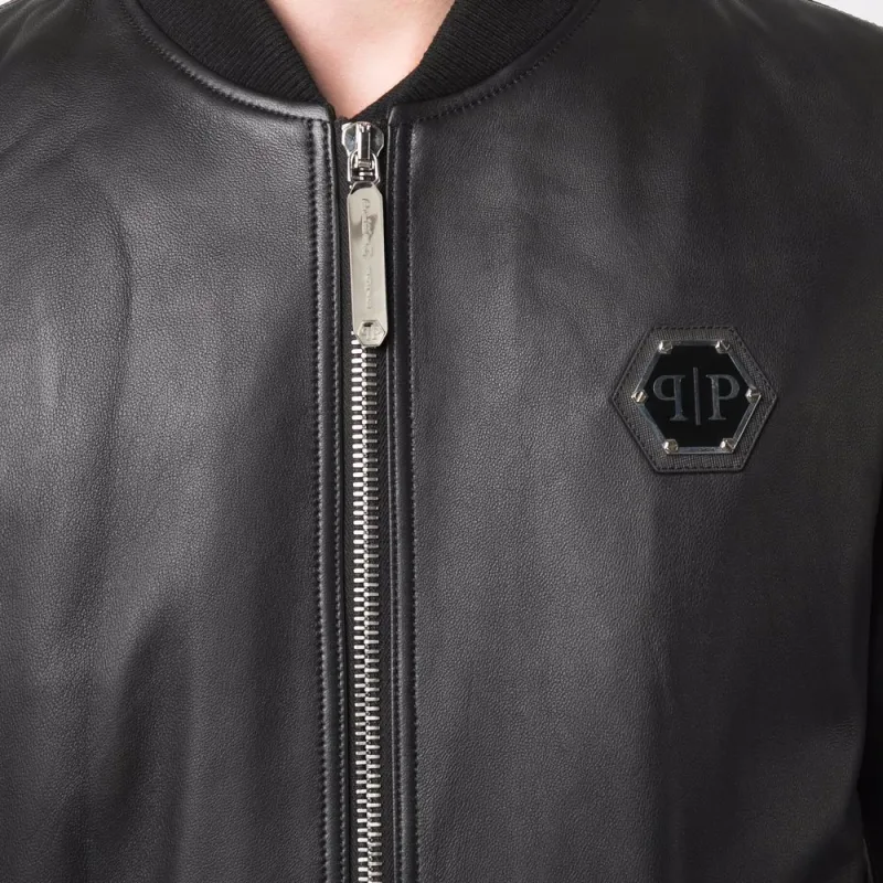 PHILIPP PLEIN Logo Zipped Bomber Jacket-4
