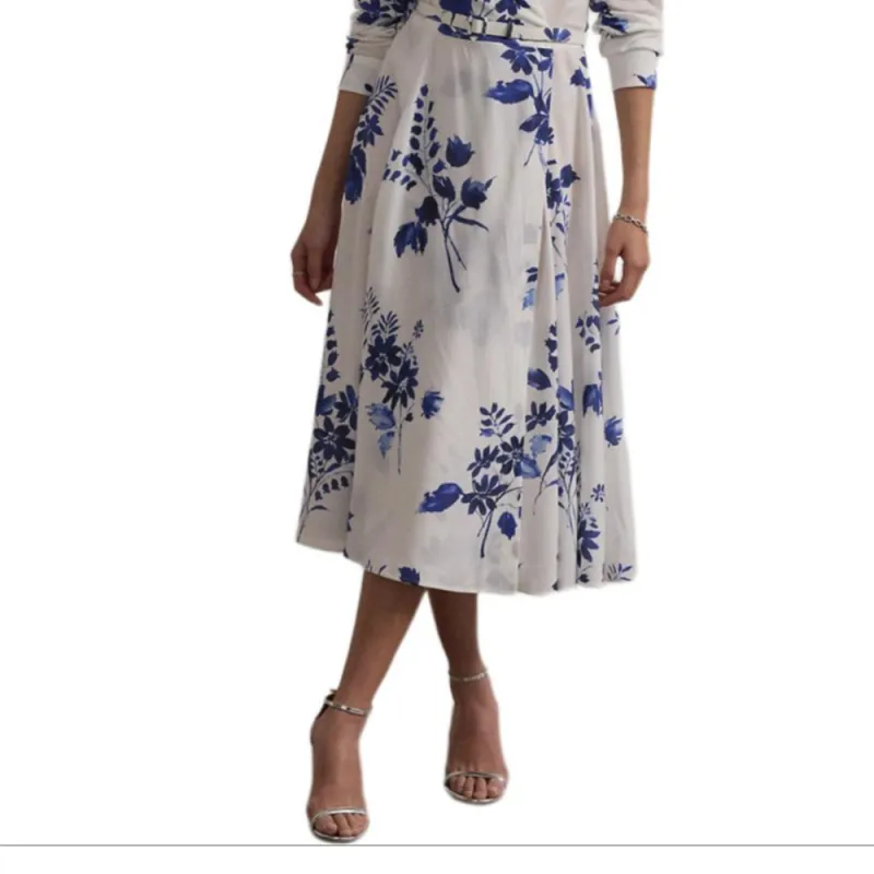 Polo Ralph Lauren Aniyah Floral Textured Day Dress Long-Sleeved Dresses Women's White-4