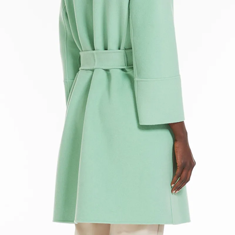 ’S MAX MARA Arona Collection Wool Belted Coat Coats Women's Green-4