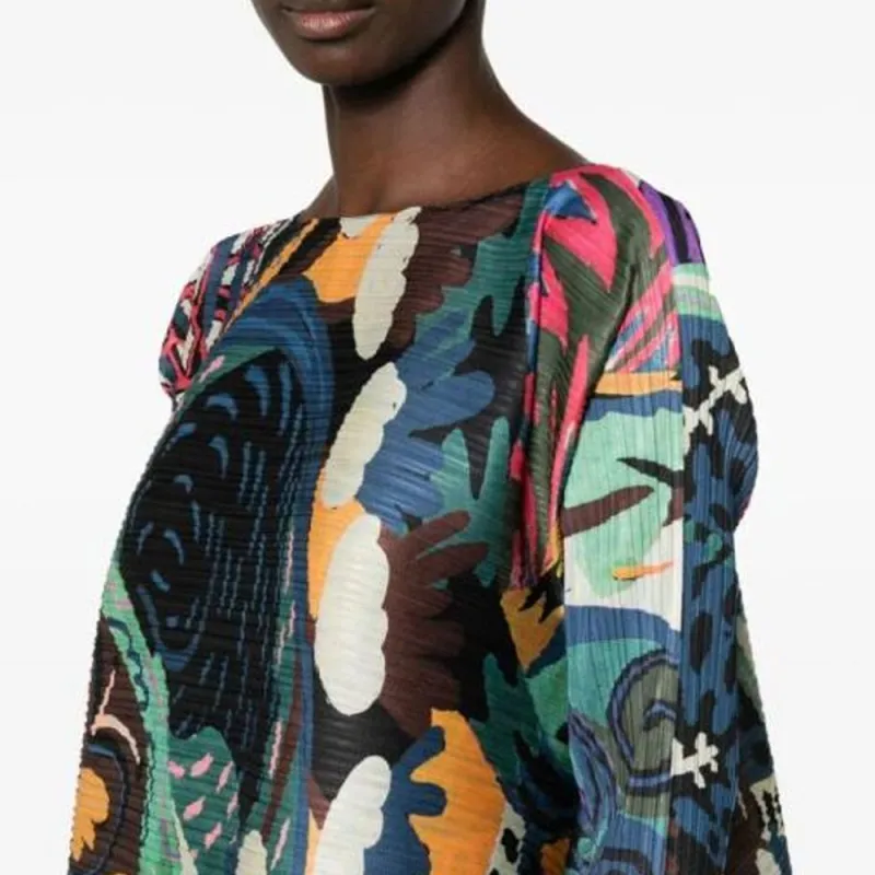 PLEATS PLEASE ISSEY MIYAKE Snowrunner Graphic print Midi Dress-4