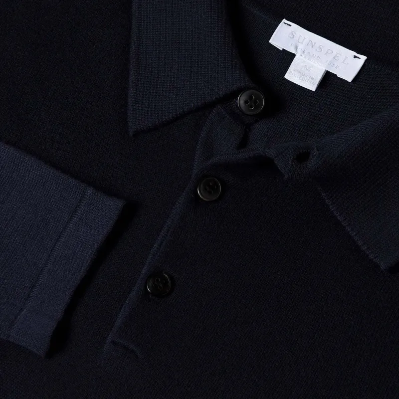 SUNSPEL Merino Wool Long Sleeve Polo Top-4