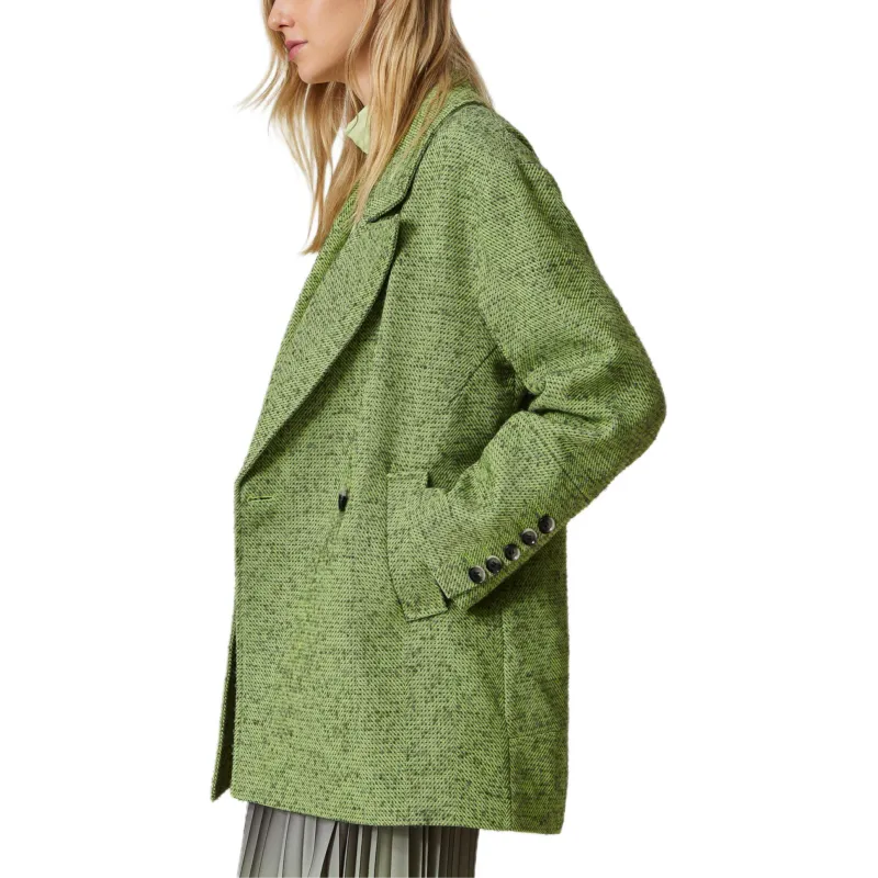 Twinset Two tone Herringbone Coat-3