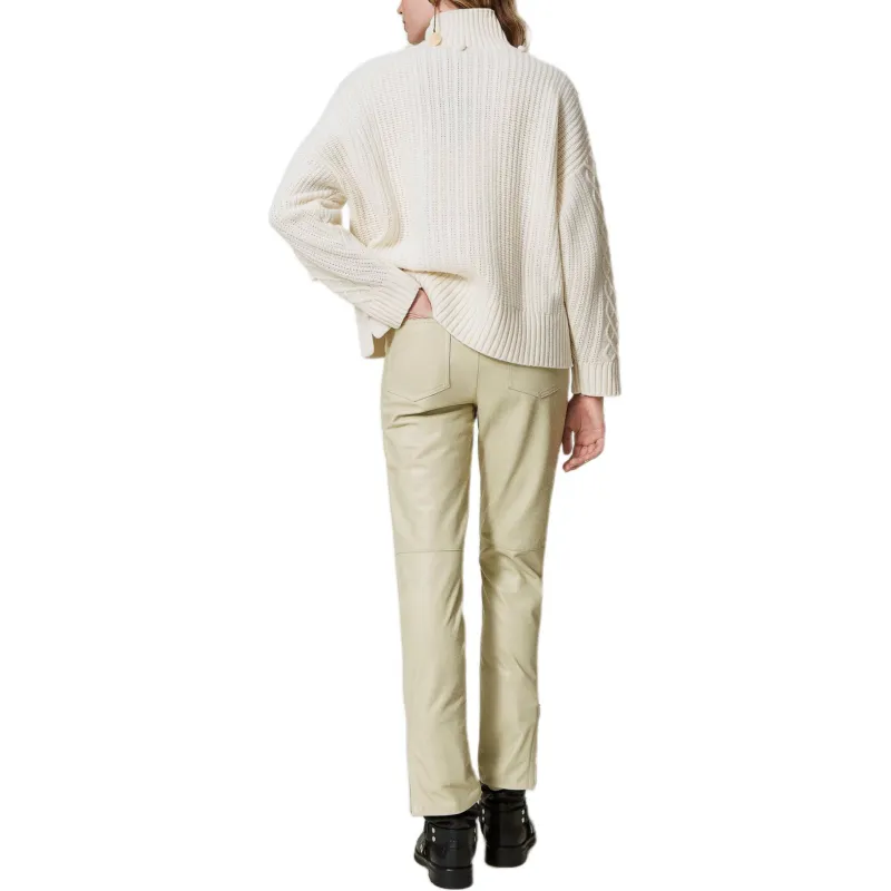 Twinset Fairfax Leather Biker Trousers-3