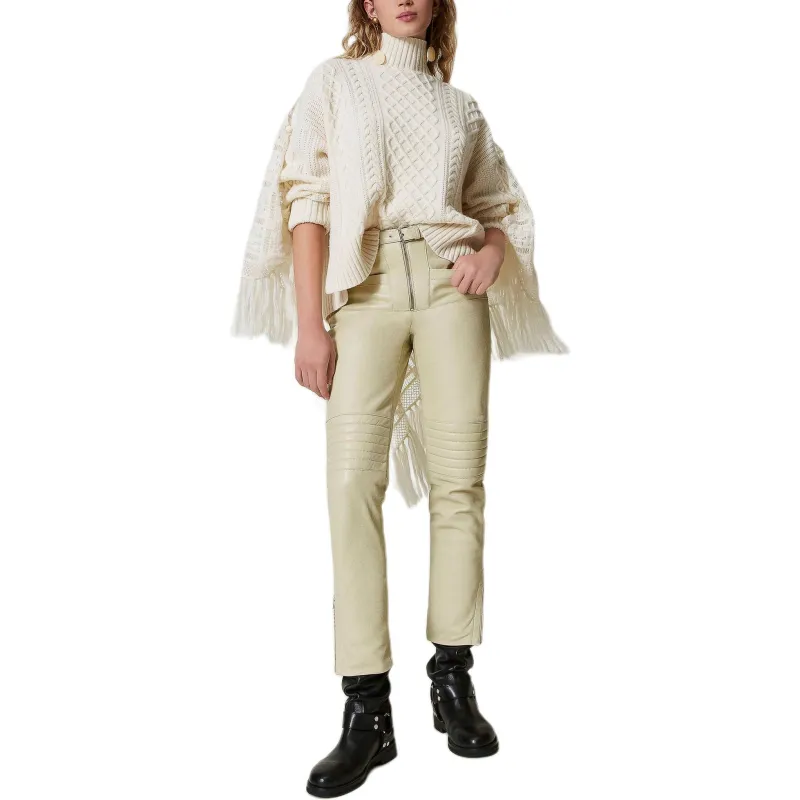 Twinset Fairfax Leather Biker Trousers-1
