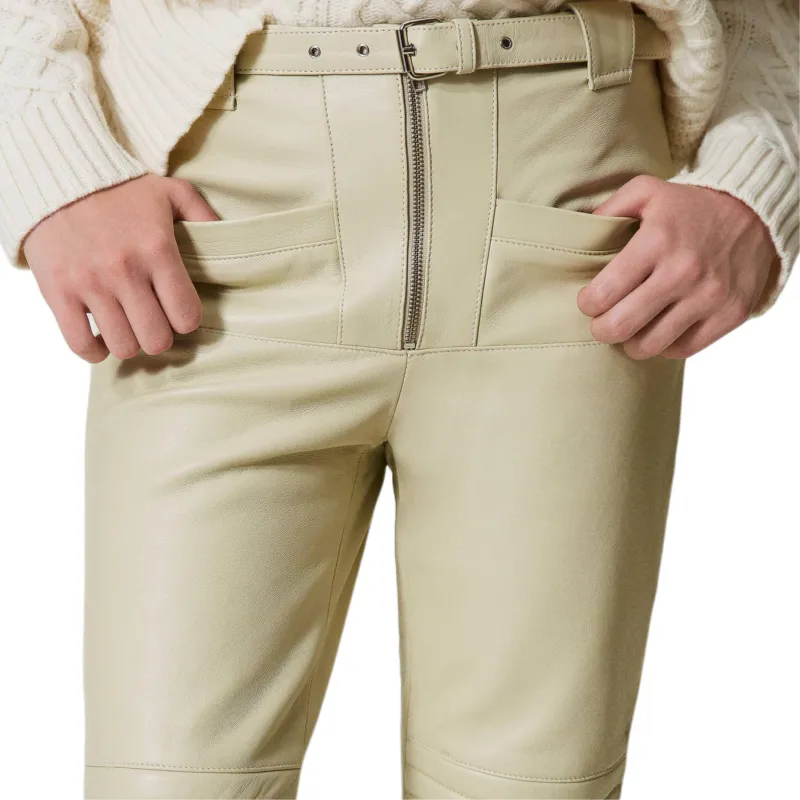 Twinset Fairfax Leather Biker Trousers-5