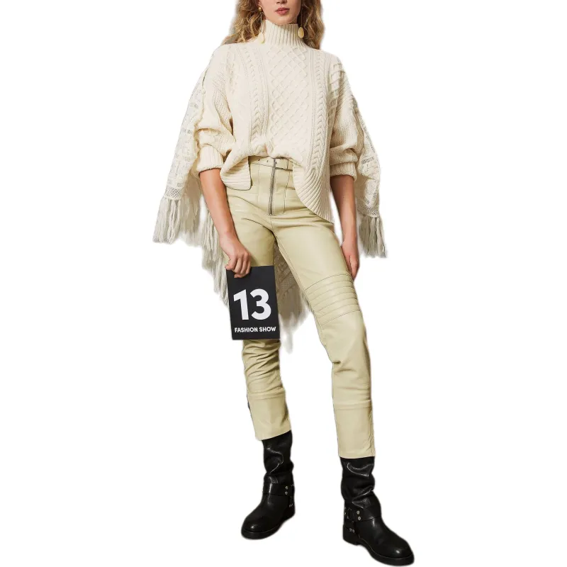 Twinset Fairfax Leather Biker Trousers-2