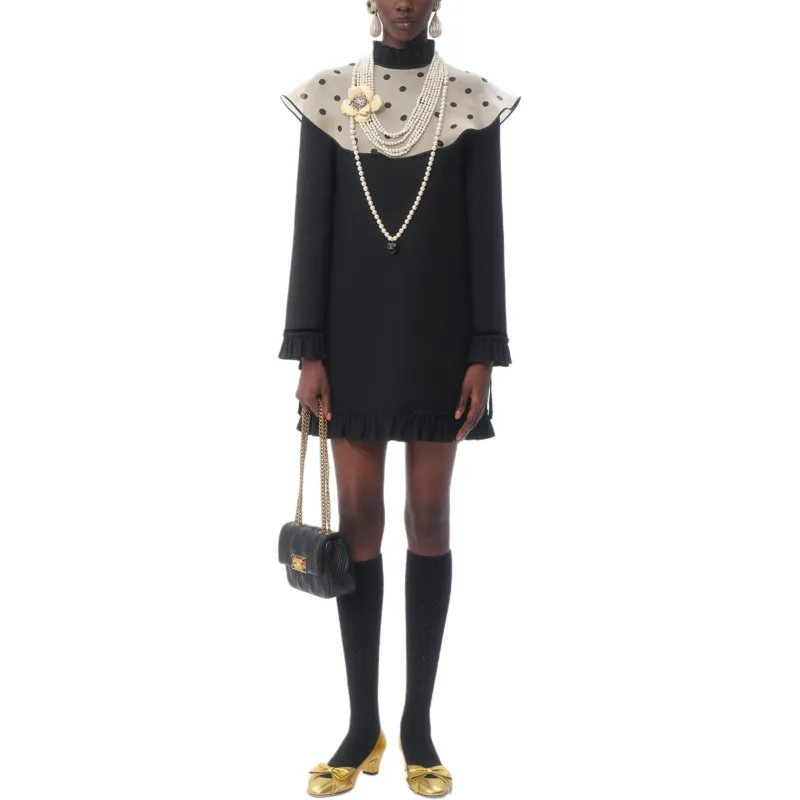 Valentino Crepe Couture High Neck Mini Dress-2