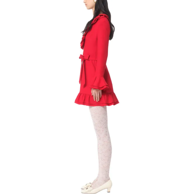 Valentino Ruffled V Neck Mini Dress-4