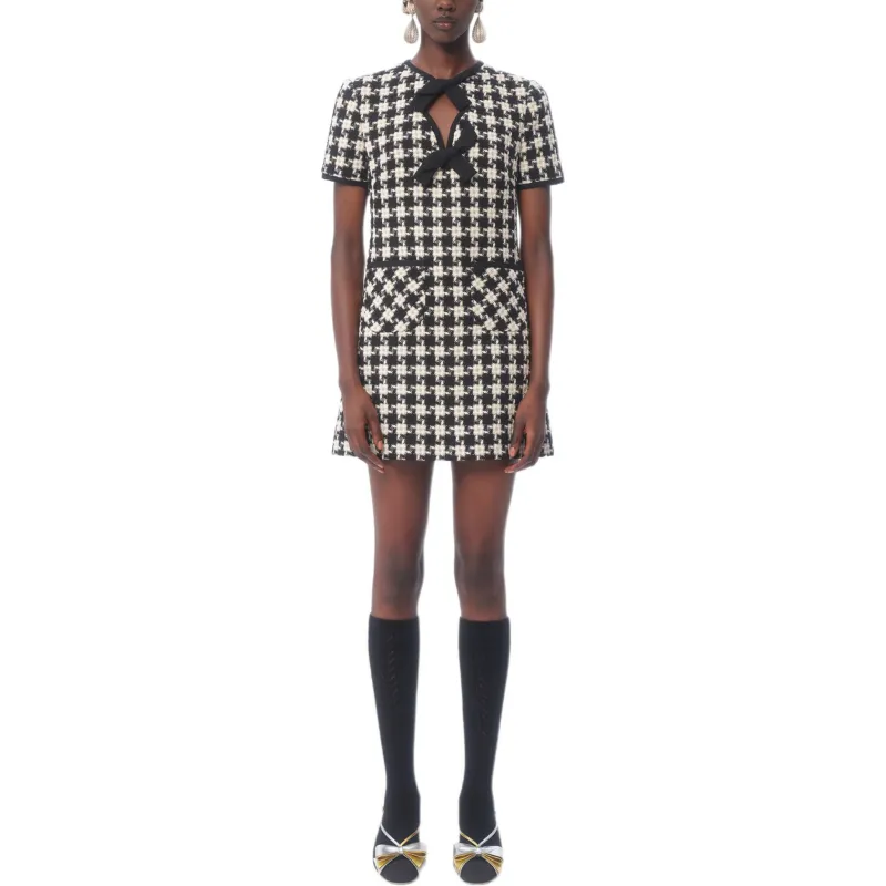 Valentino Geometric Patterned Short Sleeved Dress-1