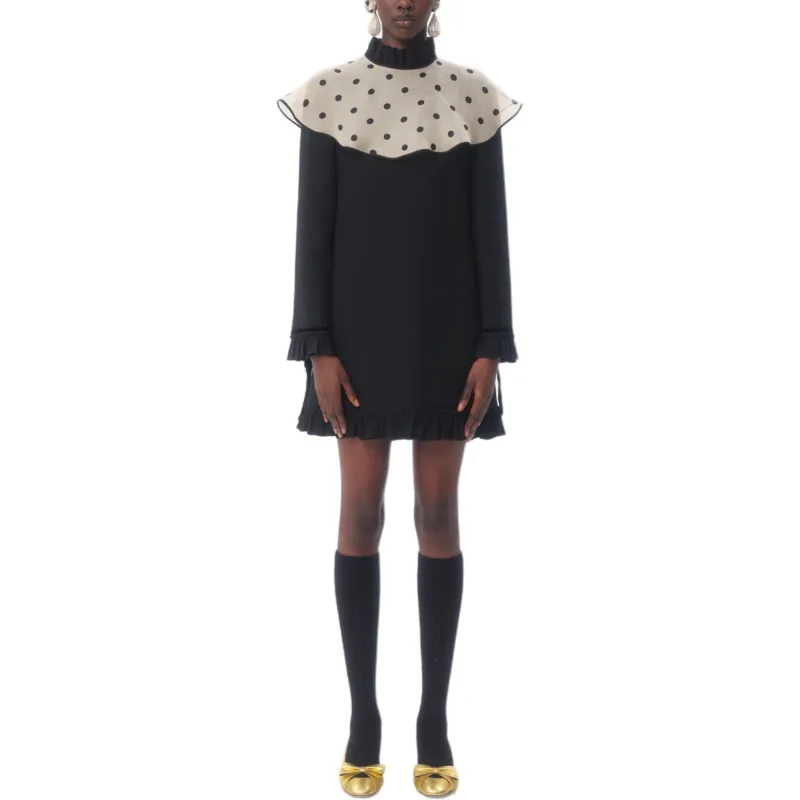 Valentino Crepe Couture High Neck Mini Dress-1