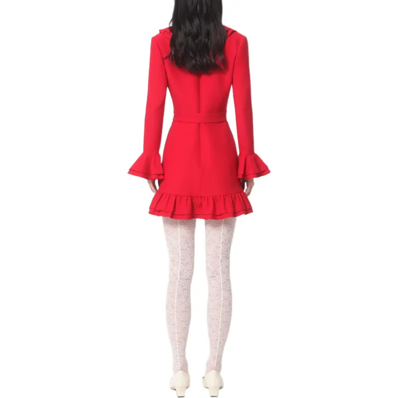 Valentino Ruffled V Neck Mini Dress-3