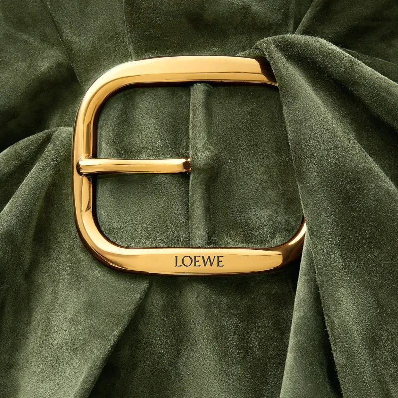 LOEWE FW24 Leather Jacket Women's Khaki Green-4