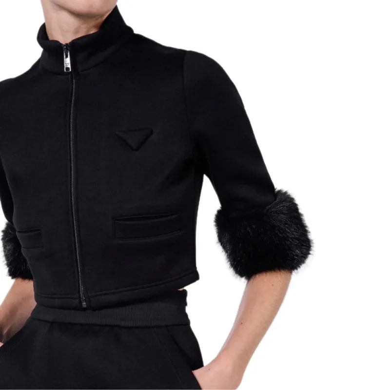 PRADA Zipped Cropped Sweatshirt-4