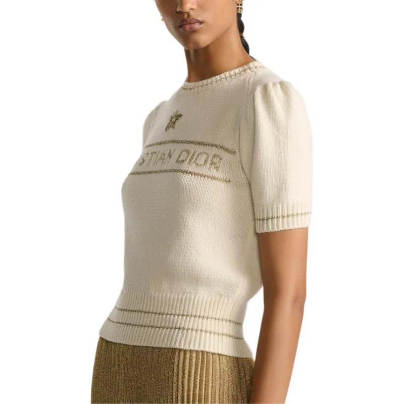 DIOR Logo Intarsia Short Sleeve Knit Sweater-2
