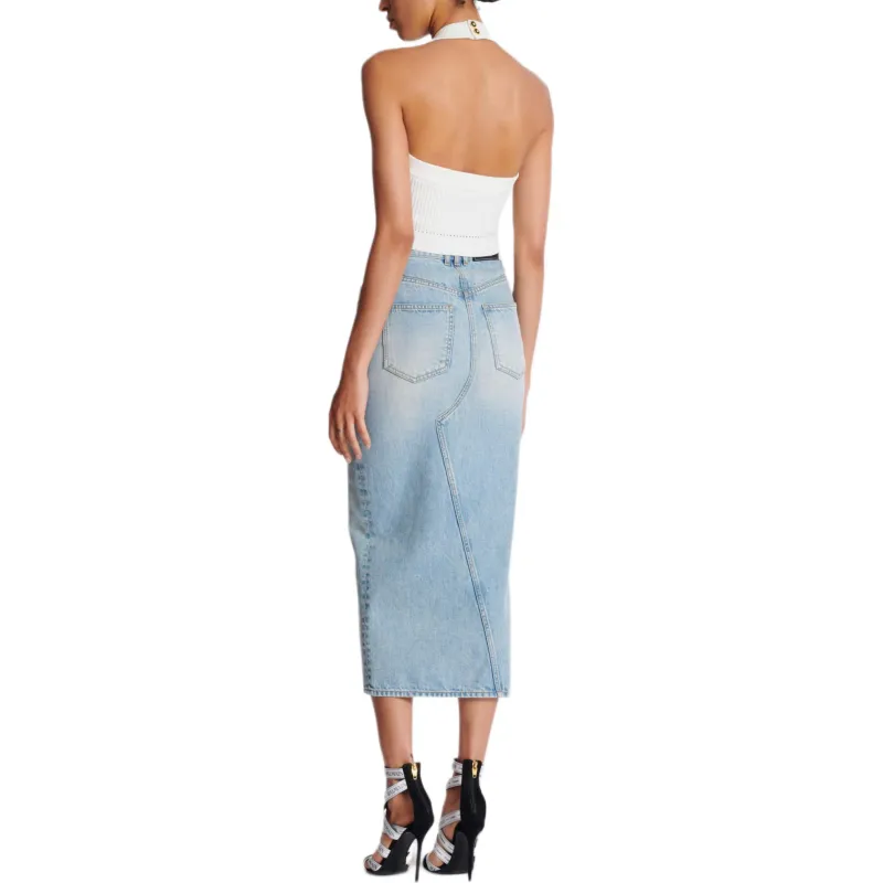 BALMAIN Ribbed Knit Halterneck Top-4