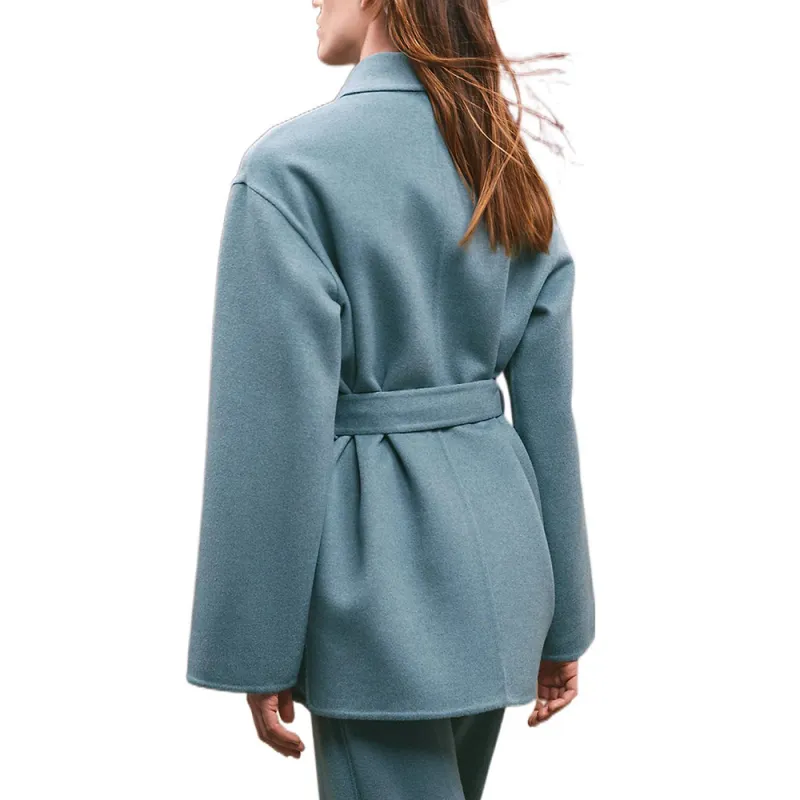 HERMES FW22 Coats Women's Blue Moss-1
