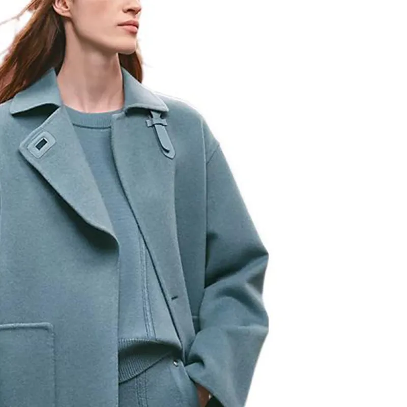 HERMES FW22 Coats Women's Blue Moss-5
