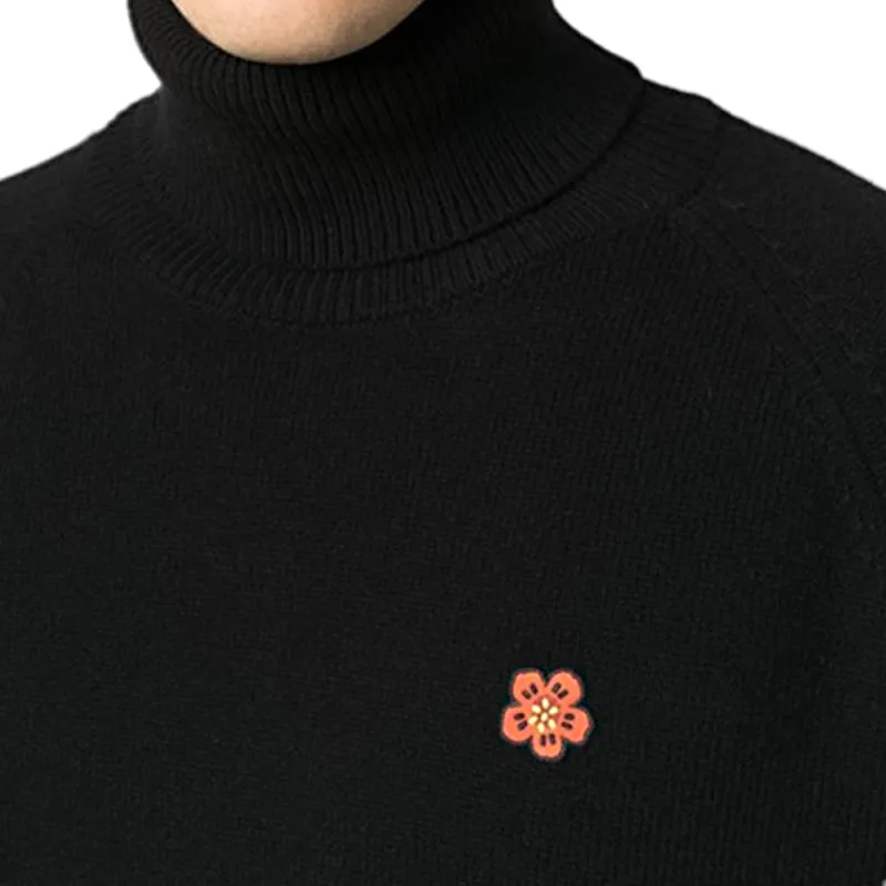 KENZO Boke Flower Embroidered Roll Neck Knit Jumper-4