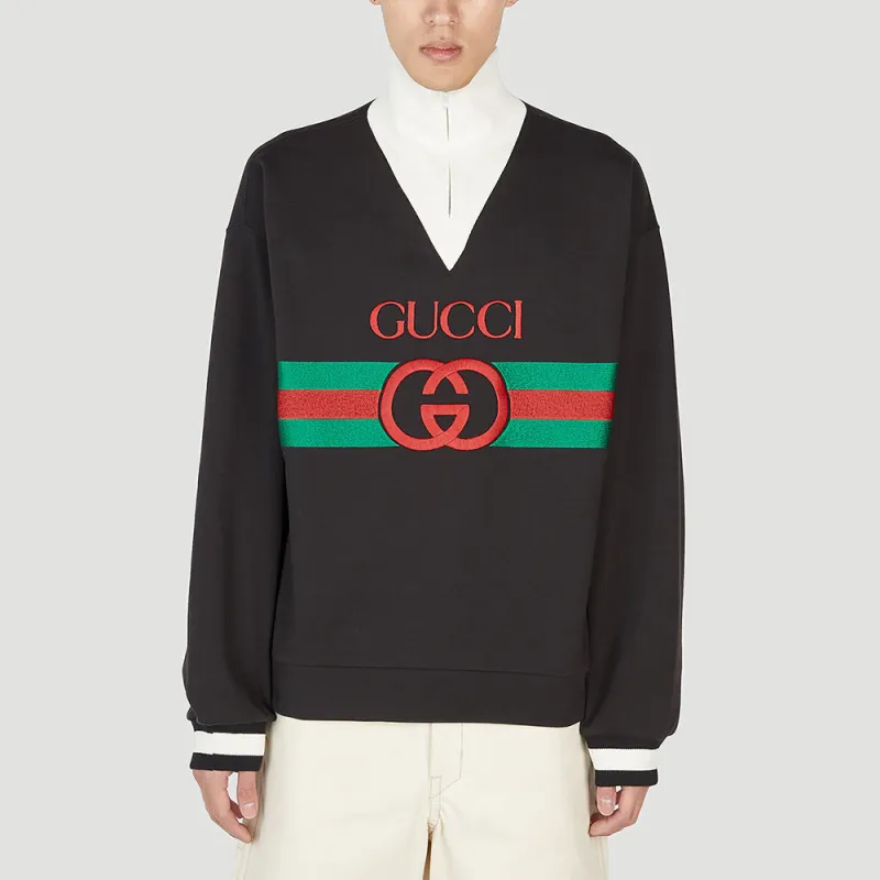 GUCCI Gg Logo Quarter Zip Sweatshirt-2