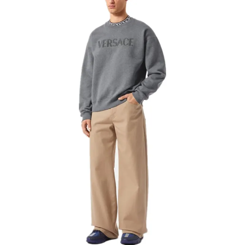 VERSACE Logo embroidered Jersey Sweatshirt-3