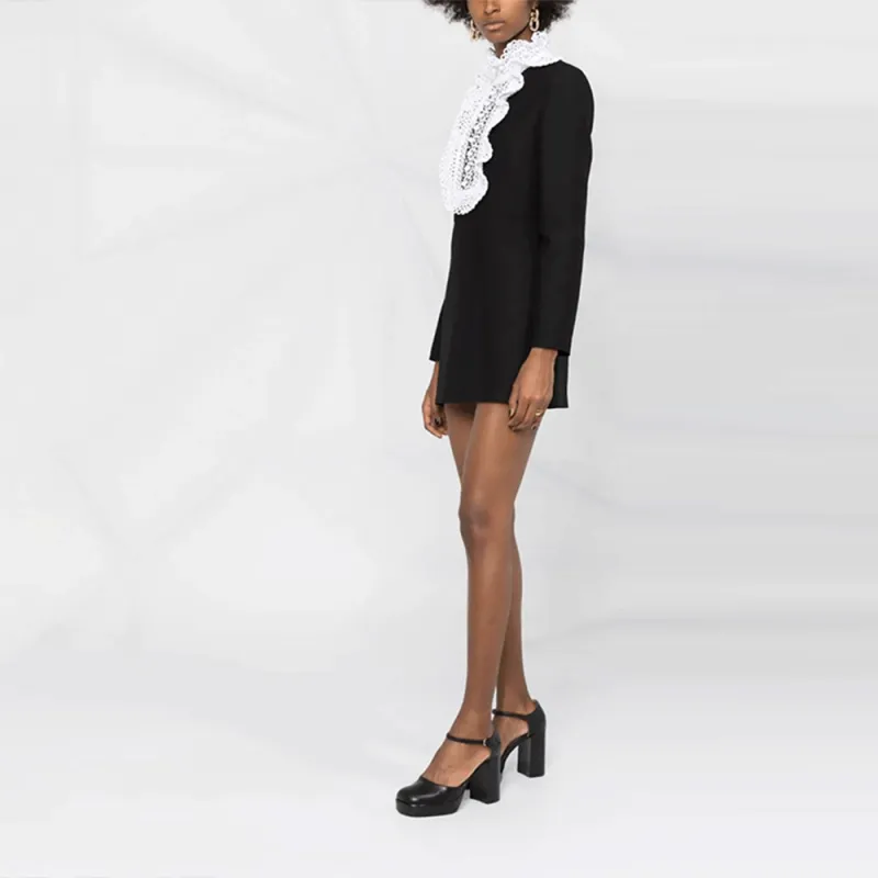 Valentino Embroidered Crepe Couture Dress-4