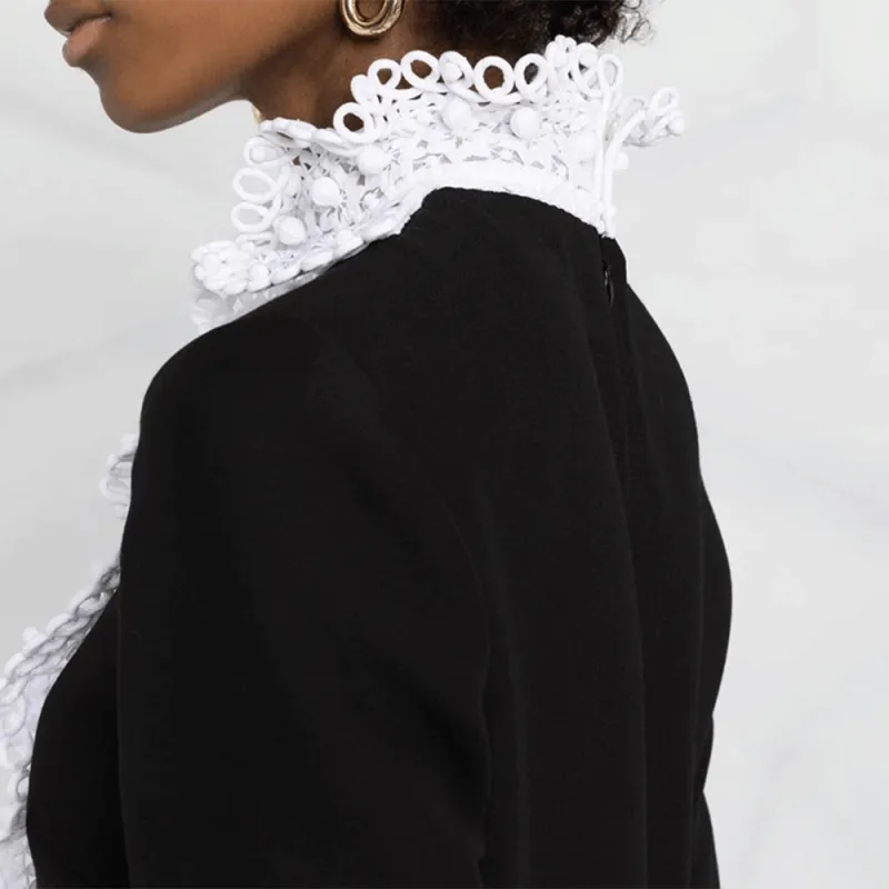 Valentino Embroidered Crepe Couture Dress-5