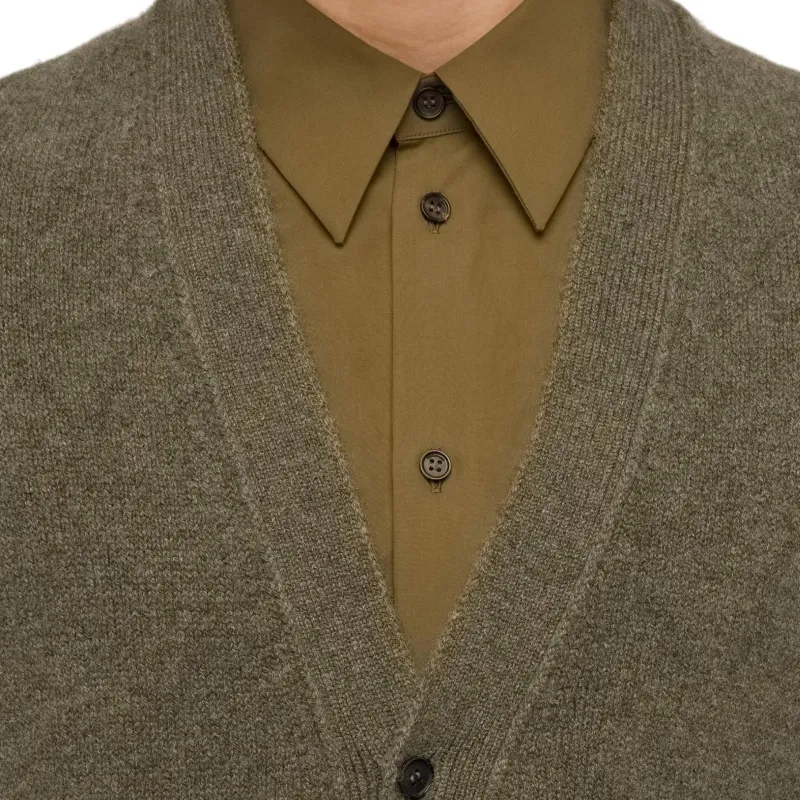 FERRAGAMO Cashmere Sweater Men's Olive Green-4