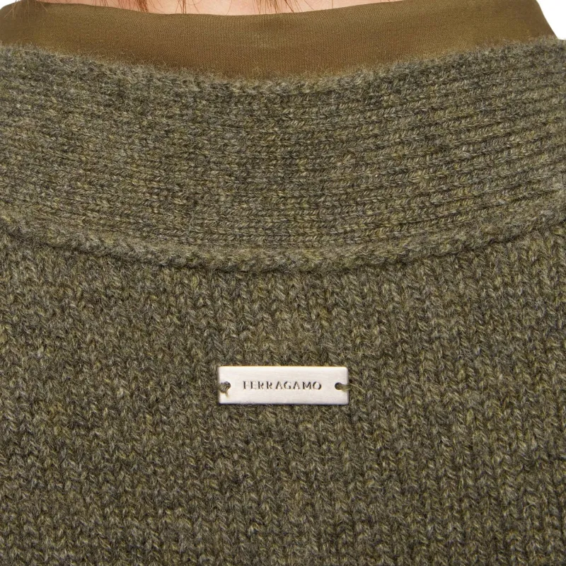 FERRAGAMO Cashmere Sweater Men's Olive Green-5