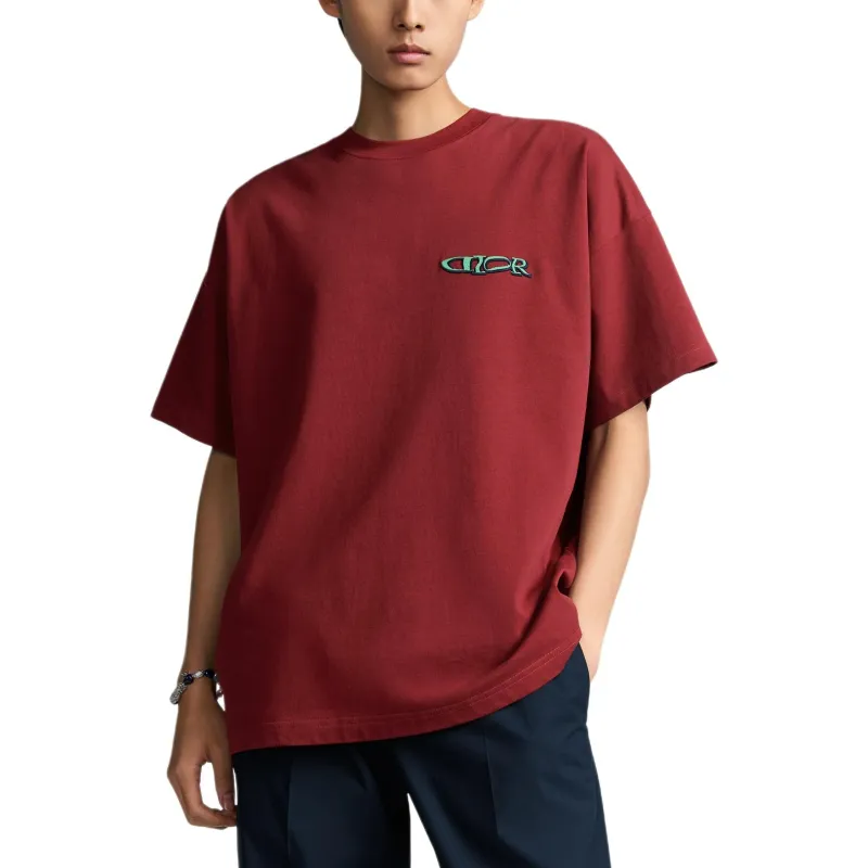 DIOR T Shirts Men Burgundy-2