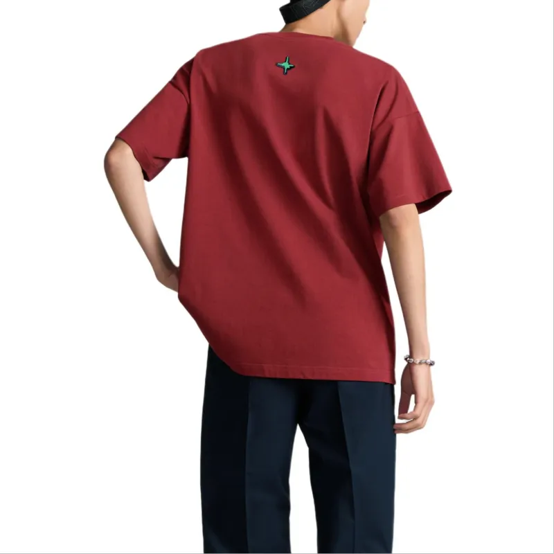 DIOR T Shirts Men Burgundy-3