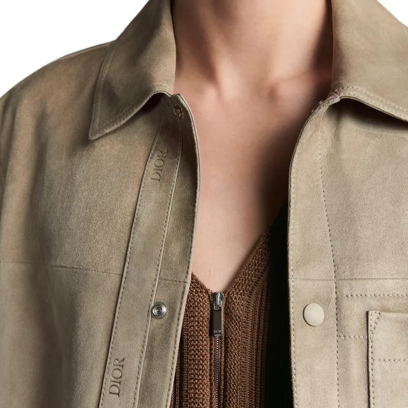 DIOR Leather Jacket Women's Beige-5