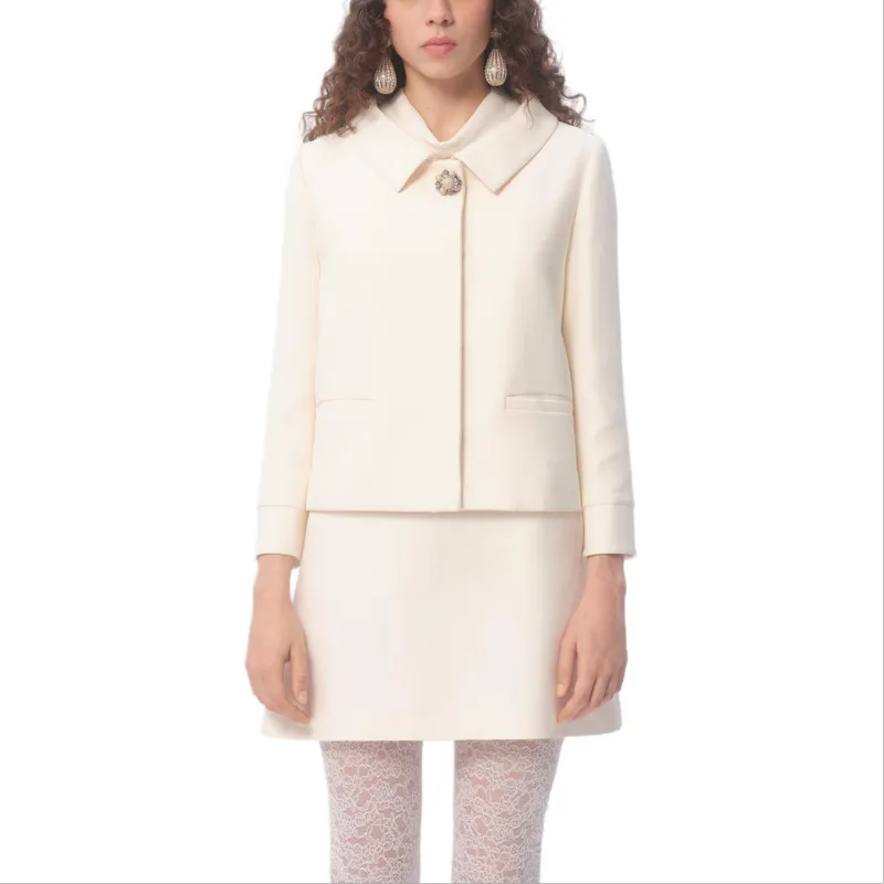 Valentino Bead Embellished Straight Hem Jacket-1