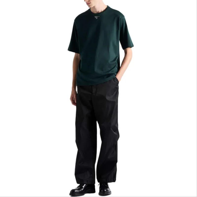 PRADA Triangle Logo Cotton T-shirt-1