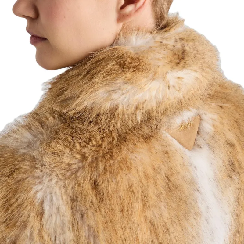 PRADA SS25 Velvet feel Coat Women's Honey-5