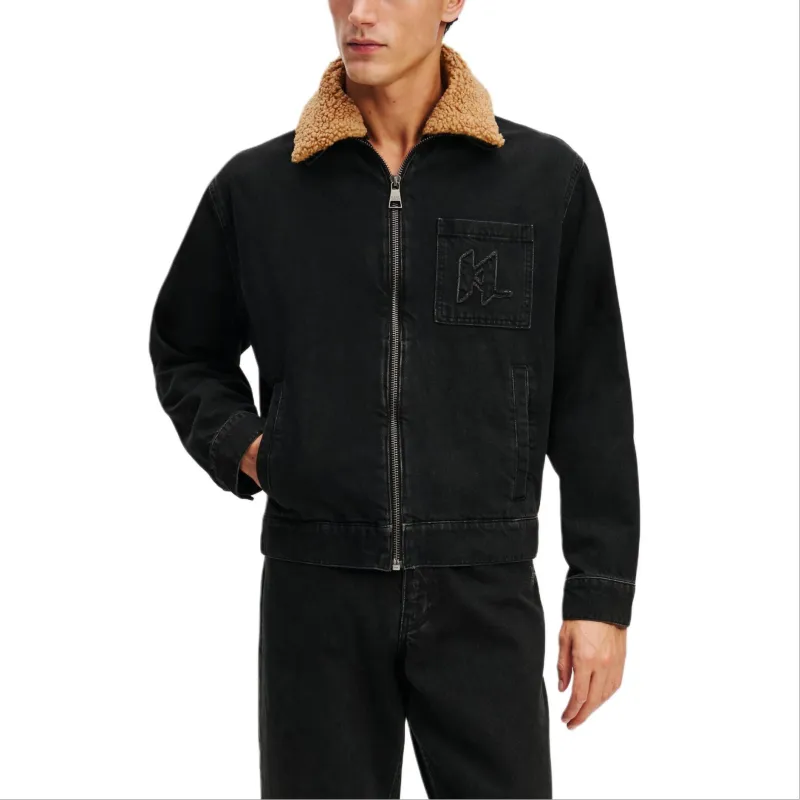KARL LAGERFELD Denim Jacket Men's Black Gray Color-2