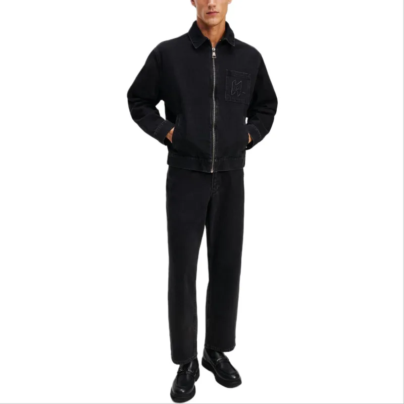 KARL LAGERFELD Denim Jacket Men's Black Gray Color-1