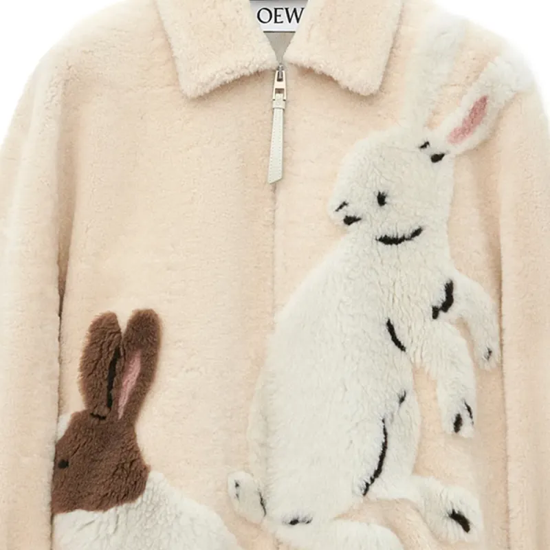 LOEWE x Suna Fujita SS25 Women's Pre Selection Collection Velvet feel Coat Women's Beige-3