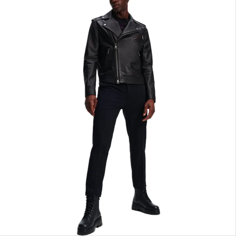 KARL LAGERFELD Leather Jacket Men's Black-2