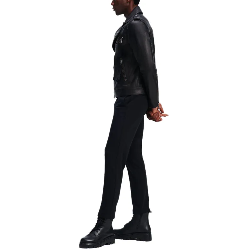 KARL LAGERFELD Leather Jacket Men's Black-3