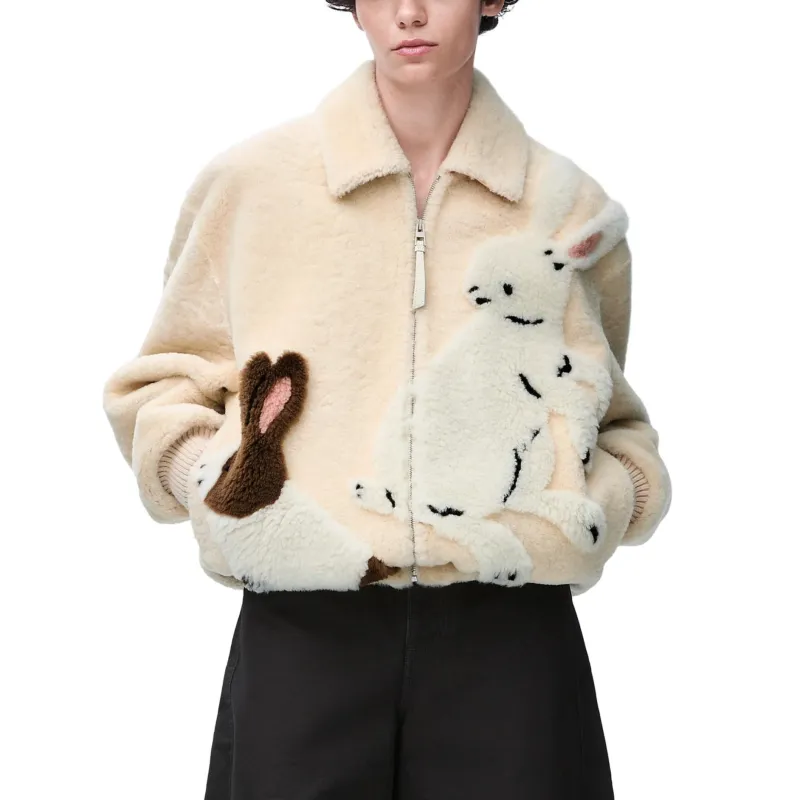 LOEWE x Suna Fujita SS25 Women's Pre Selection Collection Velvet feel Coat Women's Beige-1