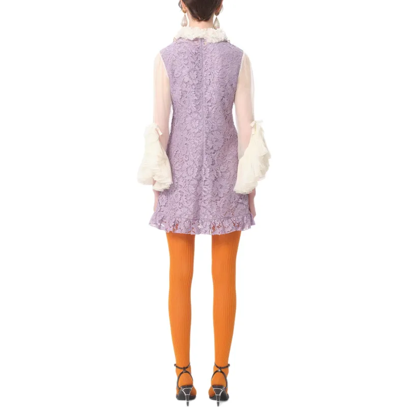 Valentino FW24 Long Sleeved Dresses Women's Purple-2
