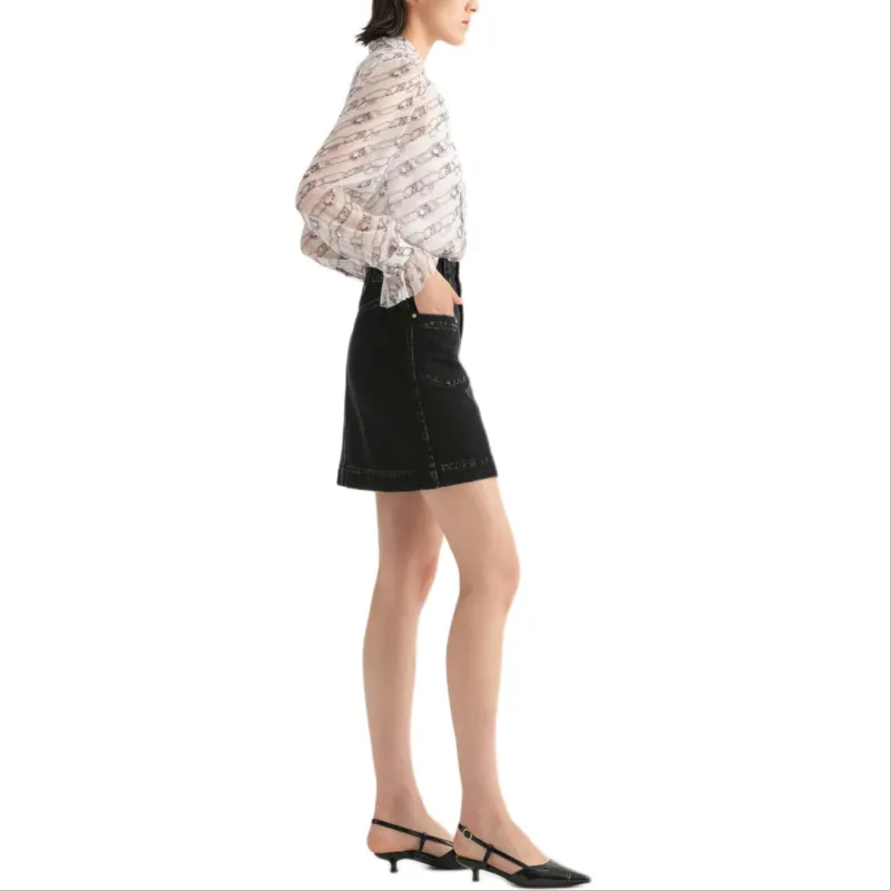 KARL LAGERFELD FW23 Denim Short Skirts Women's Black-3