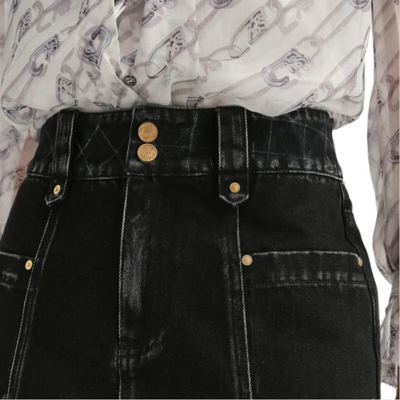 KARL LAGERFELD FW23 Denim Short Skirts Women's Black-6