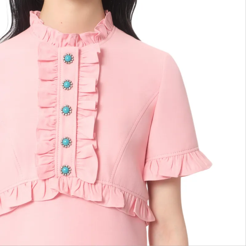Valentino FW24 Short Sleeved Dress Women's Pink-8