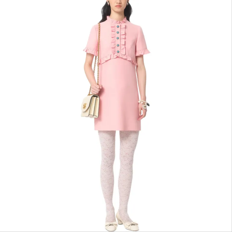 Valentino FW24 Short Sleeved Dress Women's Pink-2