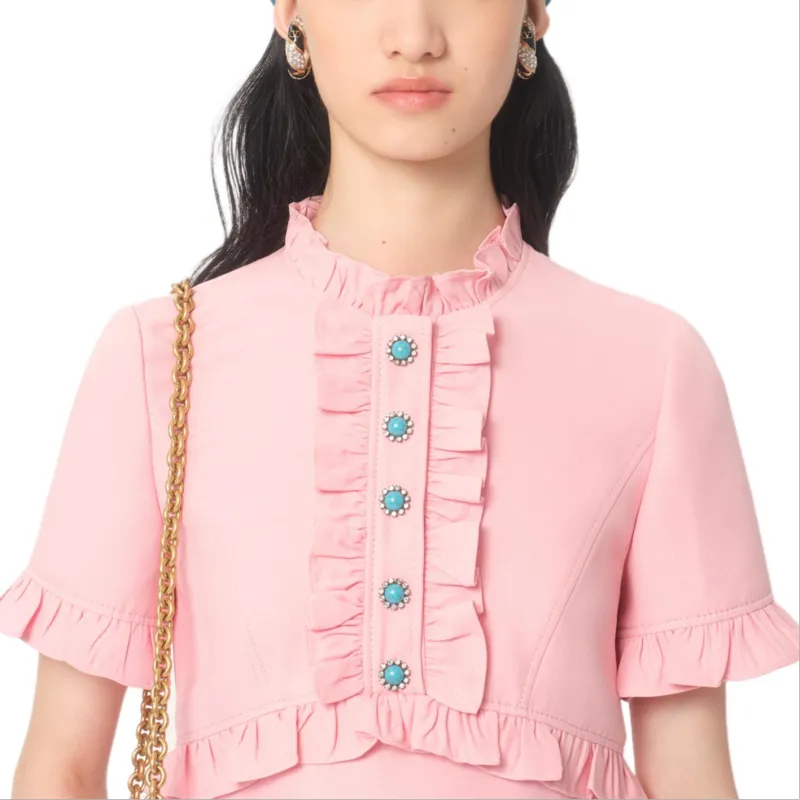 Valentino FW24 Short Sleeved Dress Women's Pink-7