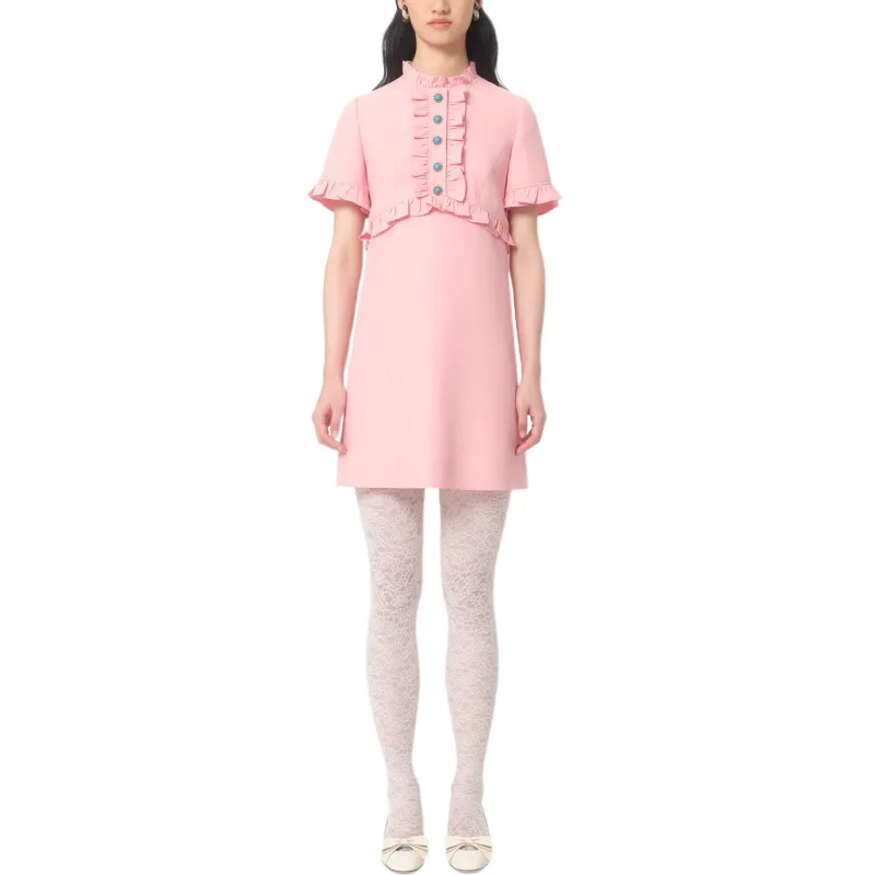 Valentino FW24 Short Sleeved Dress Women's Pink-1