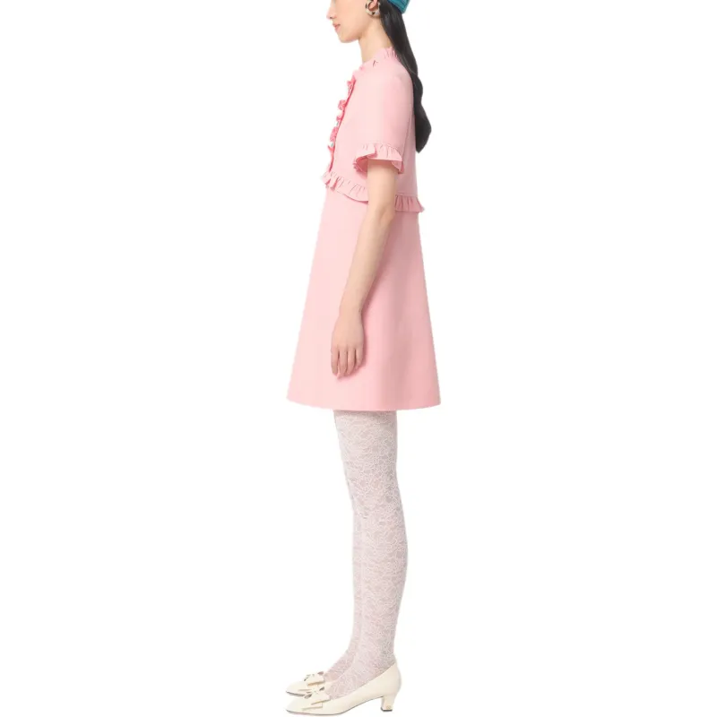 Valentino FW24 Short Sleeved Dress Women's Pink-4